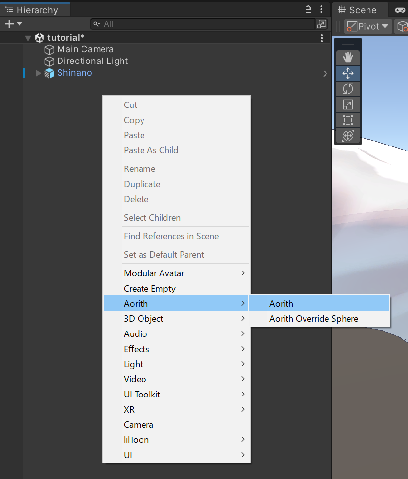 Aorith Context Menu