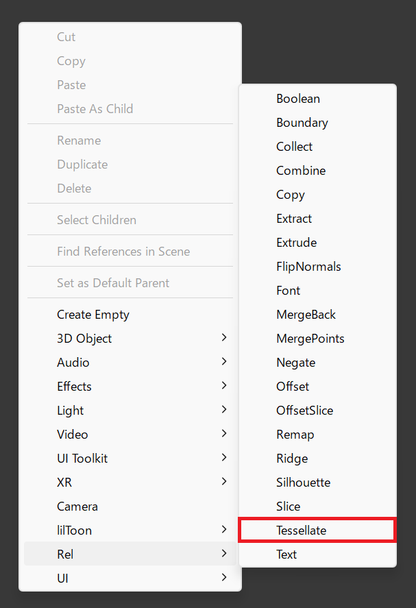 Context Menu Tessellate