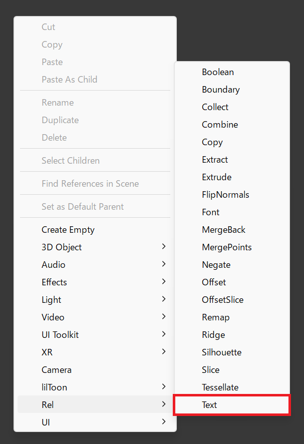 Context Menu Text
