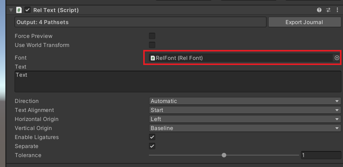 Inspector Text Set Font